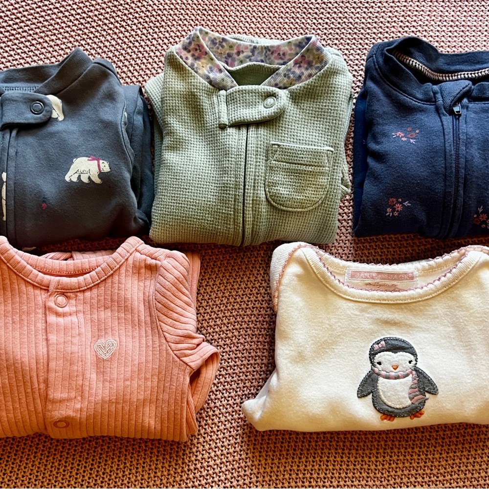 Assorted Newborn Onesies with Animal, Floral, Heart Designs